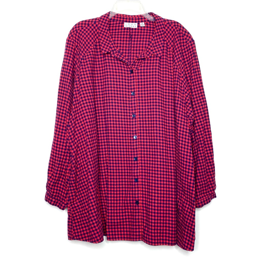 Joan Rivers Gingham Button Down Flannel Shirt 3x … - image 1
